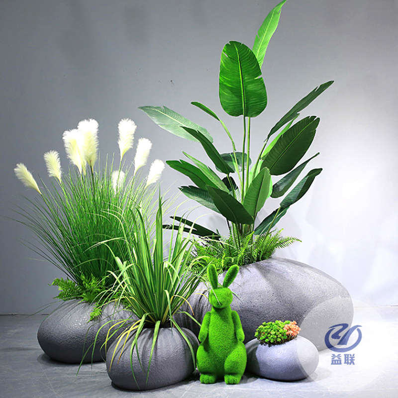 羅馬柱歐式復(fù)古玻璃鋼鎂水泥花盆戶外別墅庭院門(mén)口擺設(shè)園林綠化花