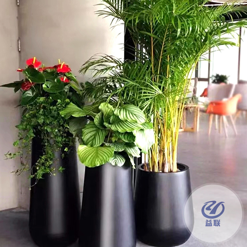 廠家批發(fā)玻璃鋼花盆工程長方形玻璃鋼花箱花缽高架橋白色花盆廠家